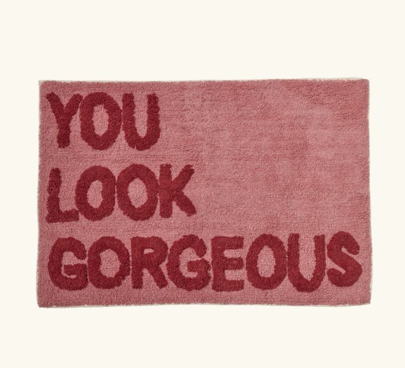 Rectangular Tufted Floor Mat - Pink - YOU LOOK GORGEOUS	- rice