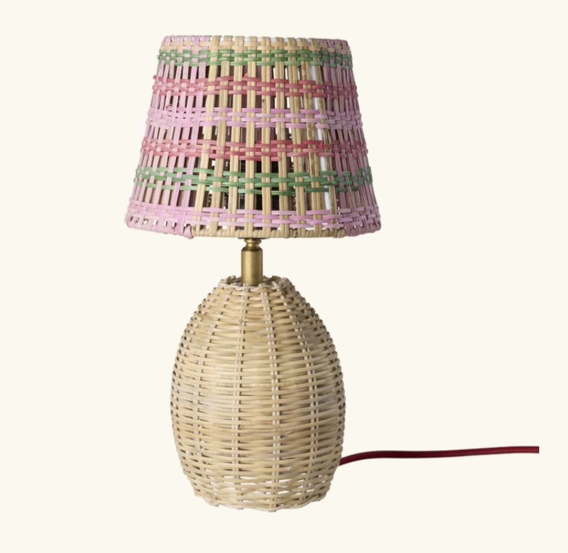Small Nature Rattan Table Lamp - Pink - rice
