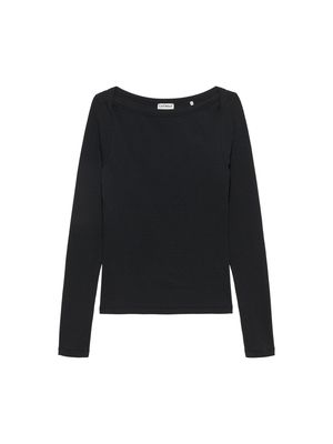 Boatneck rib long sleeve  - black - Catwalk