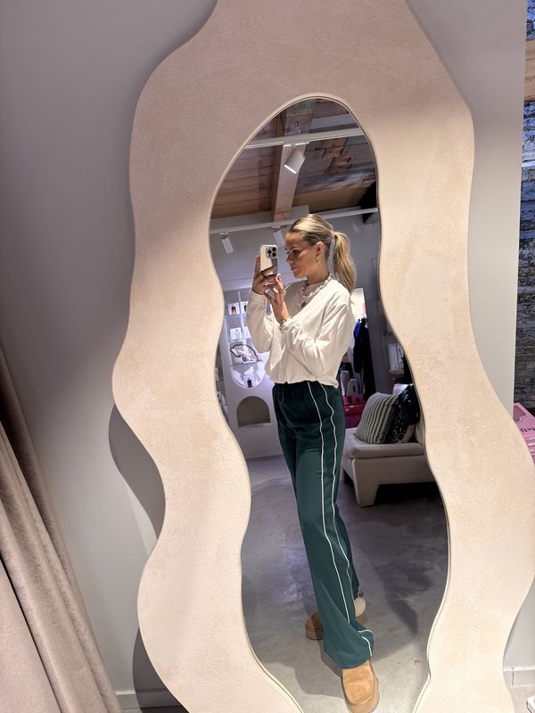 Tracksuit trousers with piping  - Sea moss - catwalk junkie