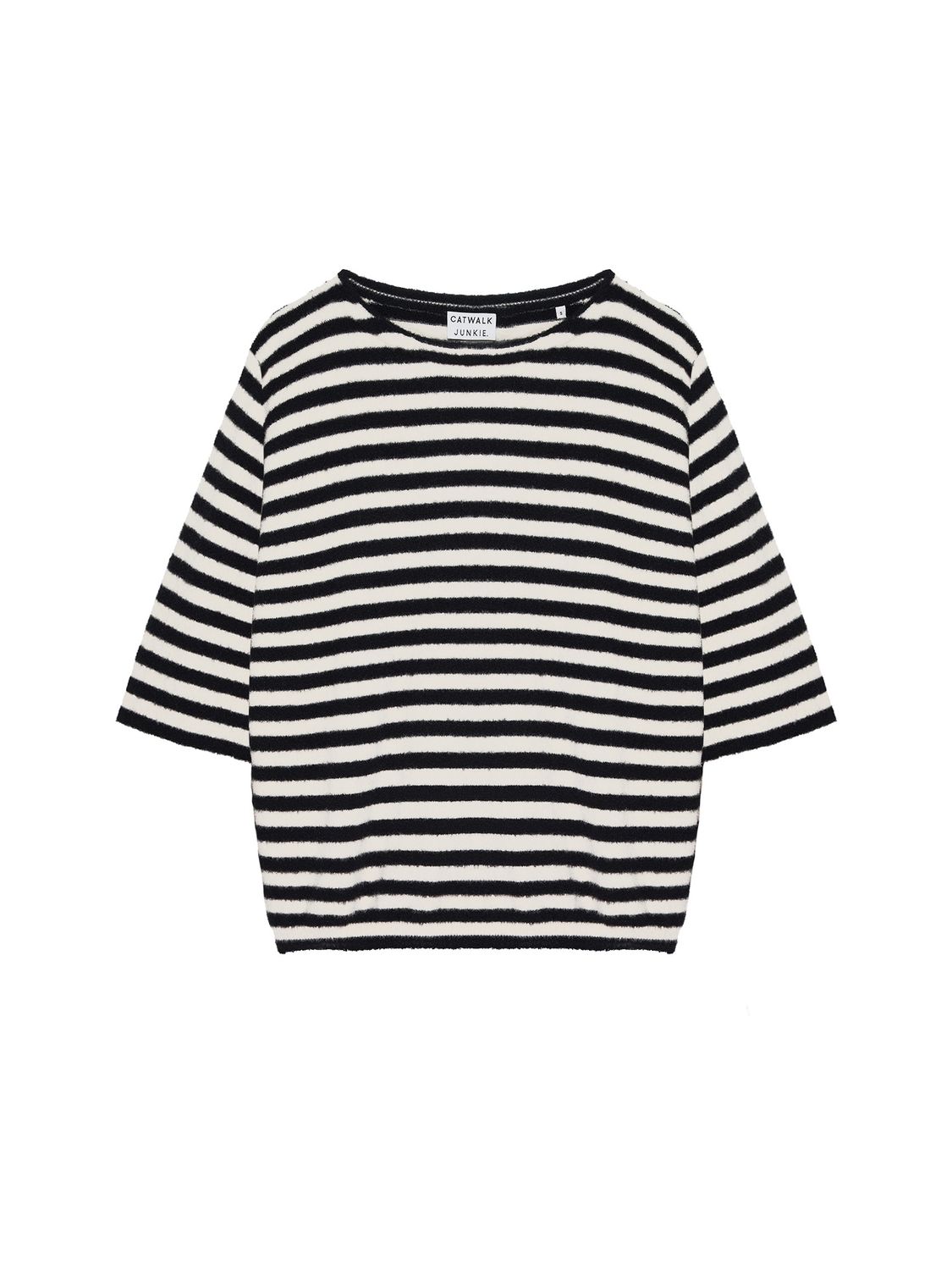 Soft striped short sleeve knit  - black - Catwalk junkie
