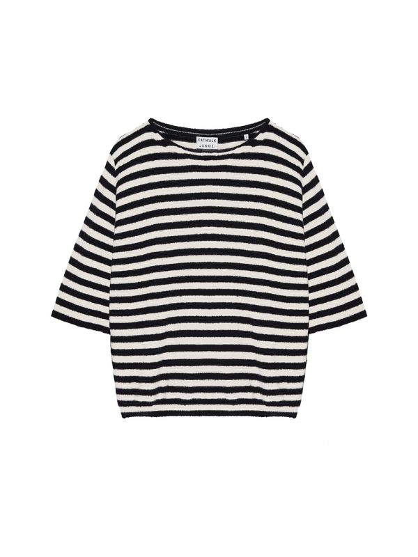 Soft striped short sleeve knit  - black - Catwalk junkie