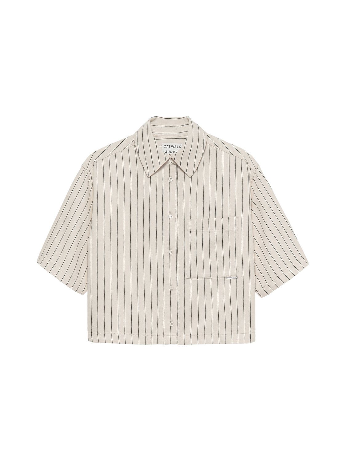 Striped denim blouse - Ecru - catwalk junkie