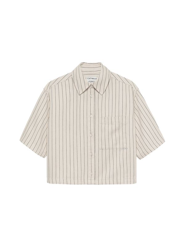 Striped denim blouse - Ecru - catwalk junkie