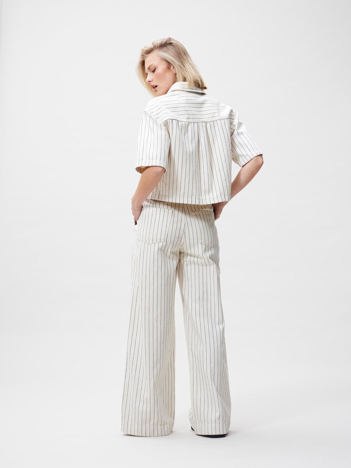 Wide leg striped jeans - Ecru - Catwalk junkie