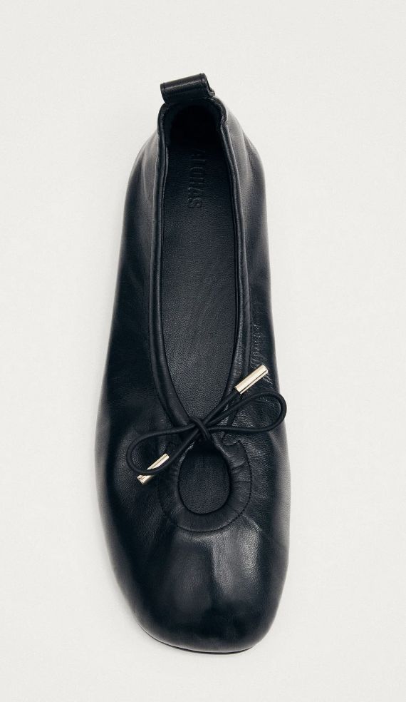 Rosalind black leather ballet flats - alohas