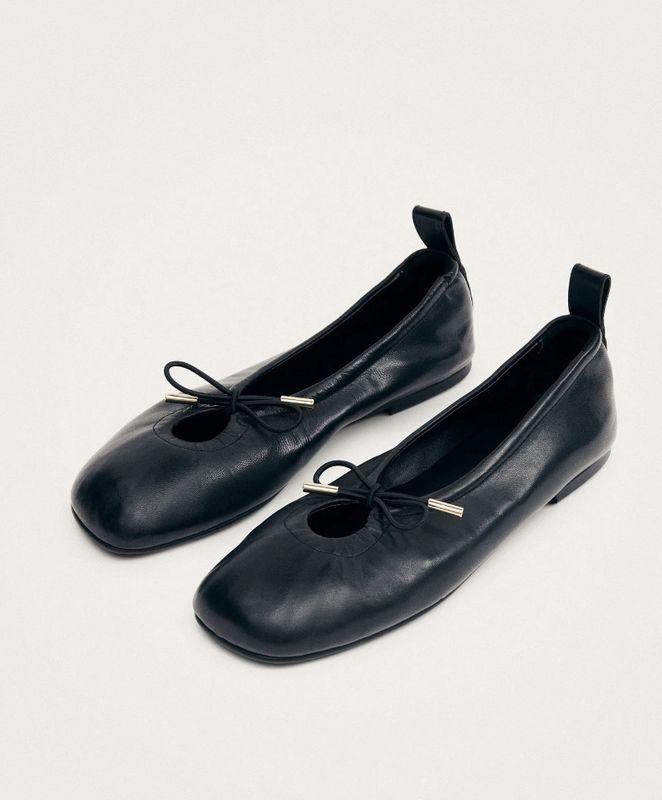Rosalind black leather ballet flats - alohas