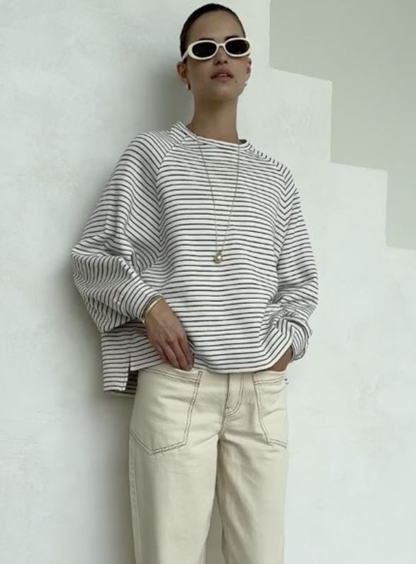 Flori stripe sweat - Navy white stripe  - Another label