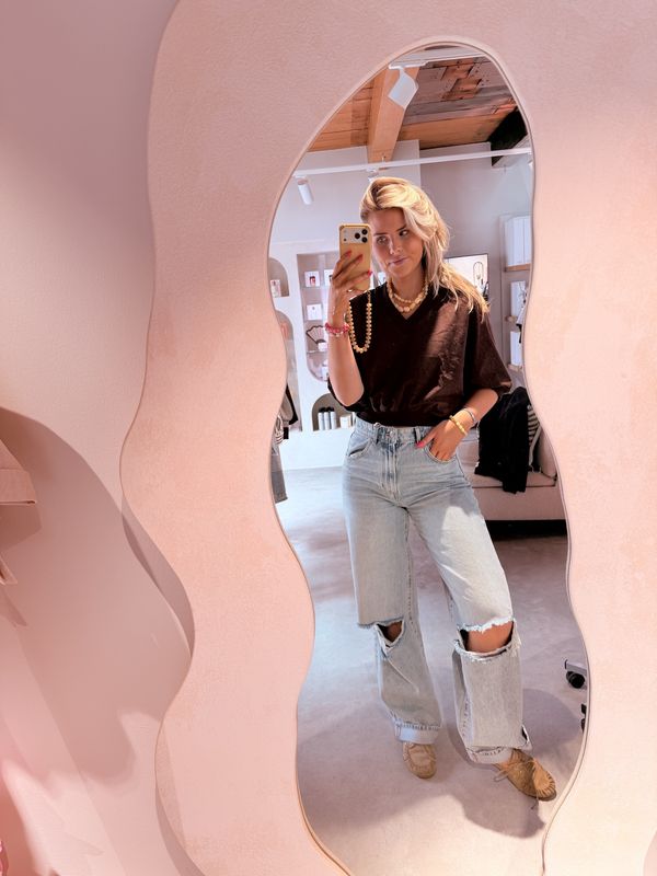 Amice v-neck t-shirt s/s - Chocolate fondant - another label