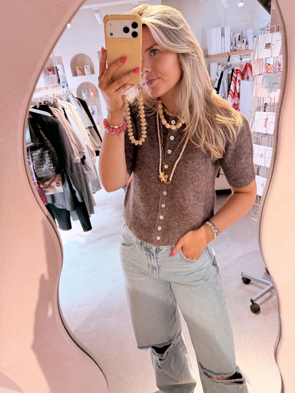 Jacqui knitted cardigan s/s - Chocolate Fondant - Another label