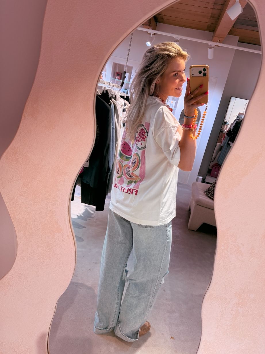 Oversized graphic T-shirt- off white -  catwalk junkie