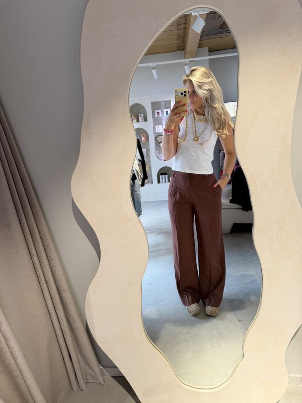 Maddy linnen pants - Chocolate Fondant - Another label