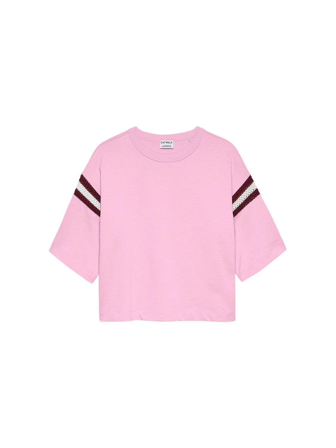 Loose fit Tshirt with sleeve detail soft pink - catwalk junkie