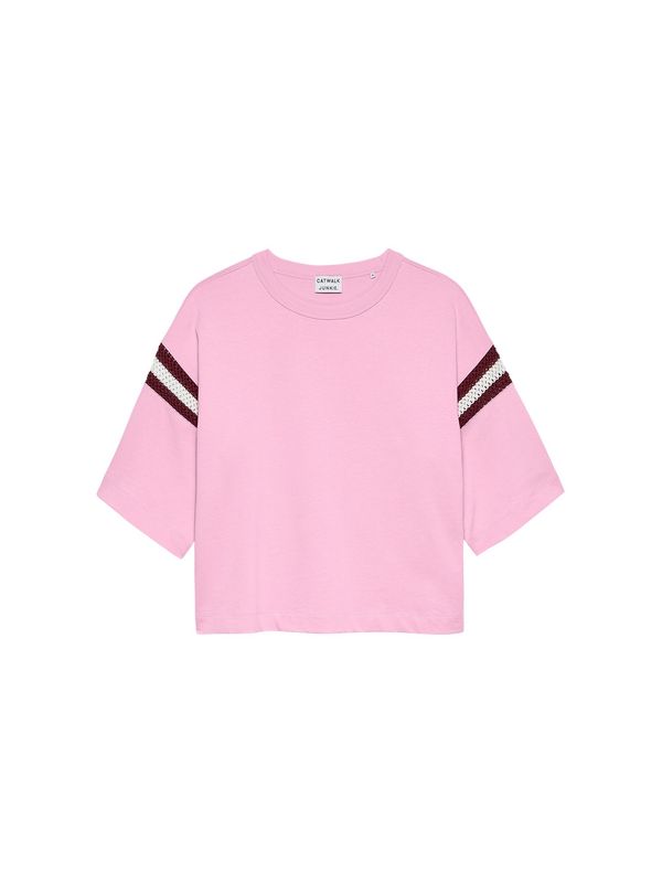 Loose fit Tshirt with sleeve detail - Soft Pink - catwalk junkie