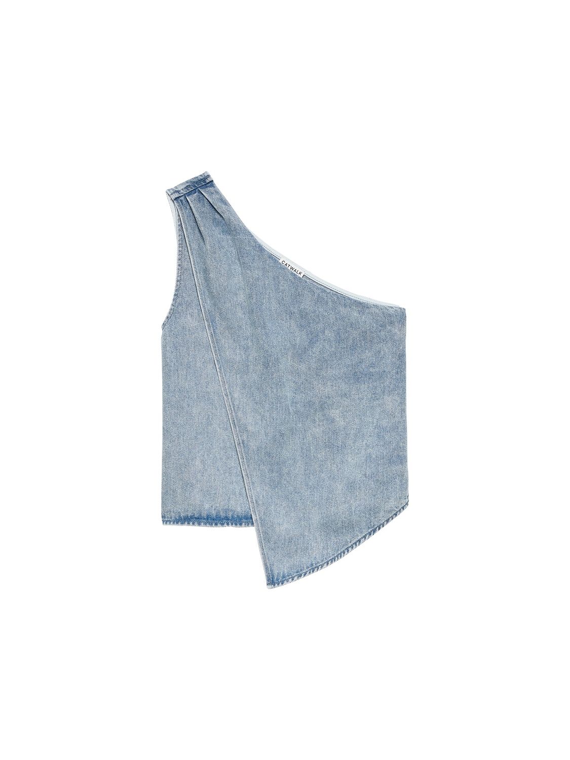 Asymetric denim top - catwalk junkie