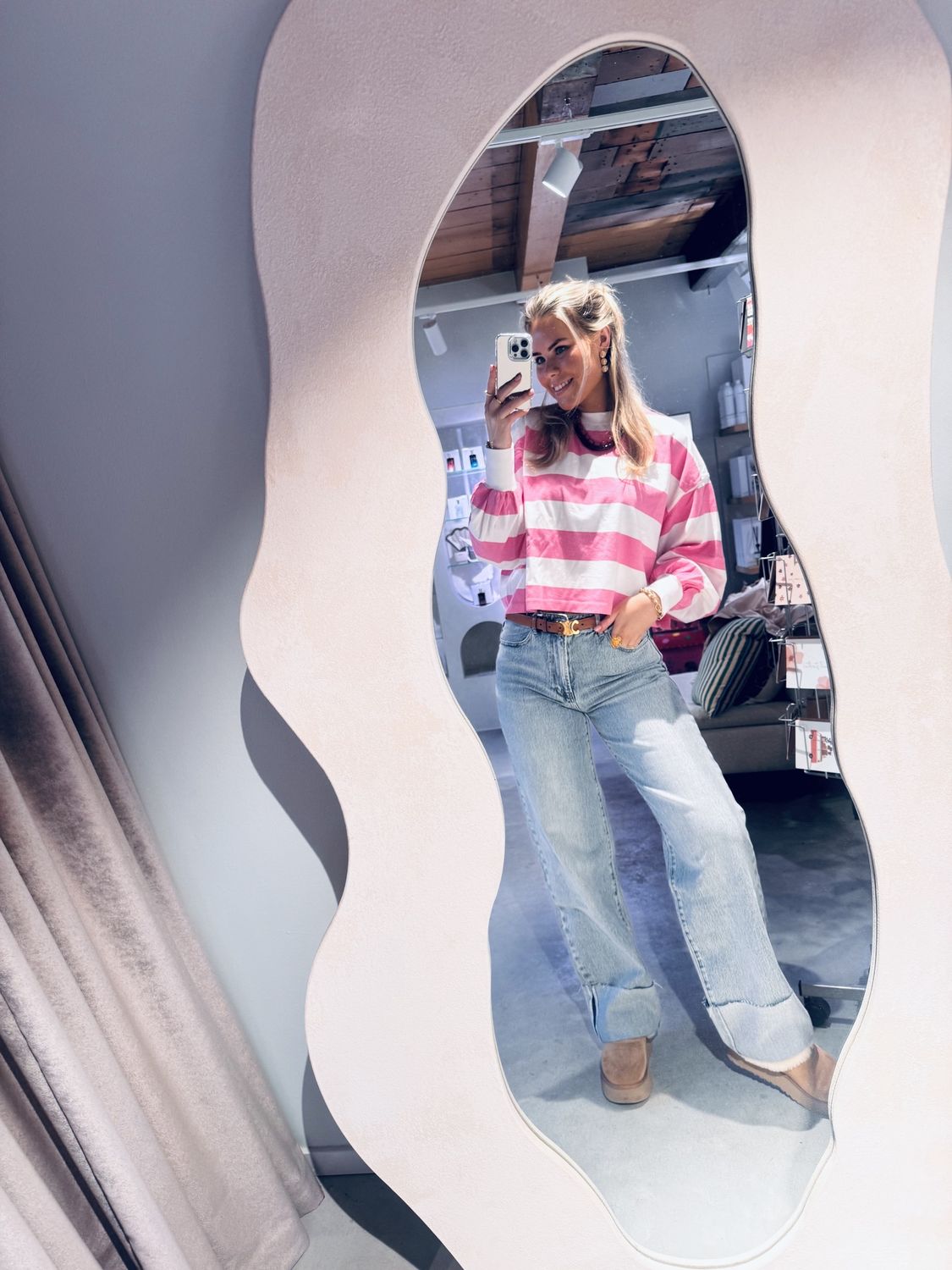 loose fit jeans with fold light blue - catwalk junkie