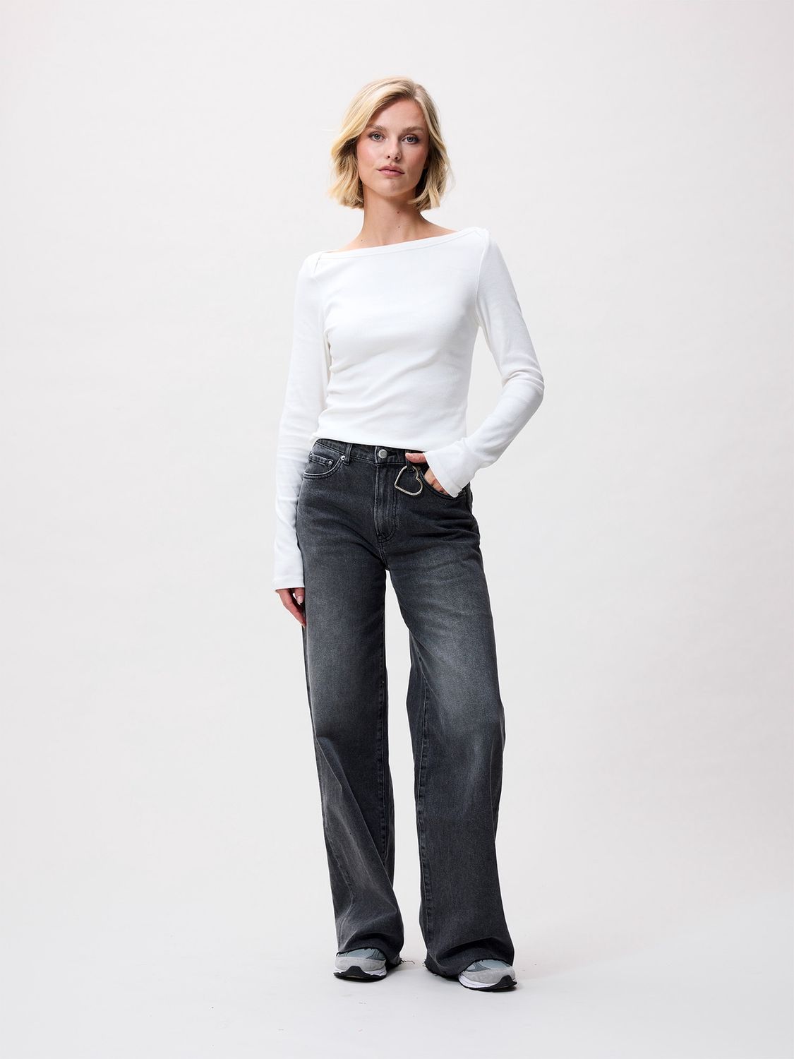 Boatneck rib long sleeve - off White - Catwalk