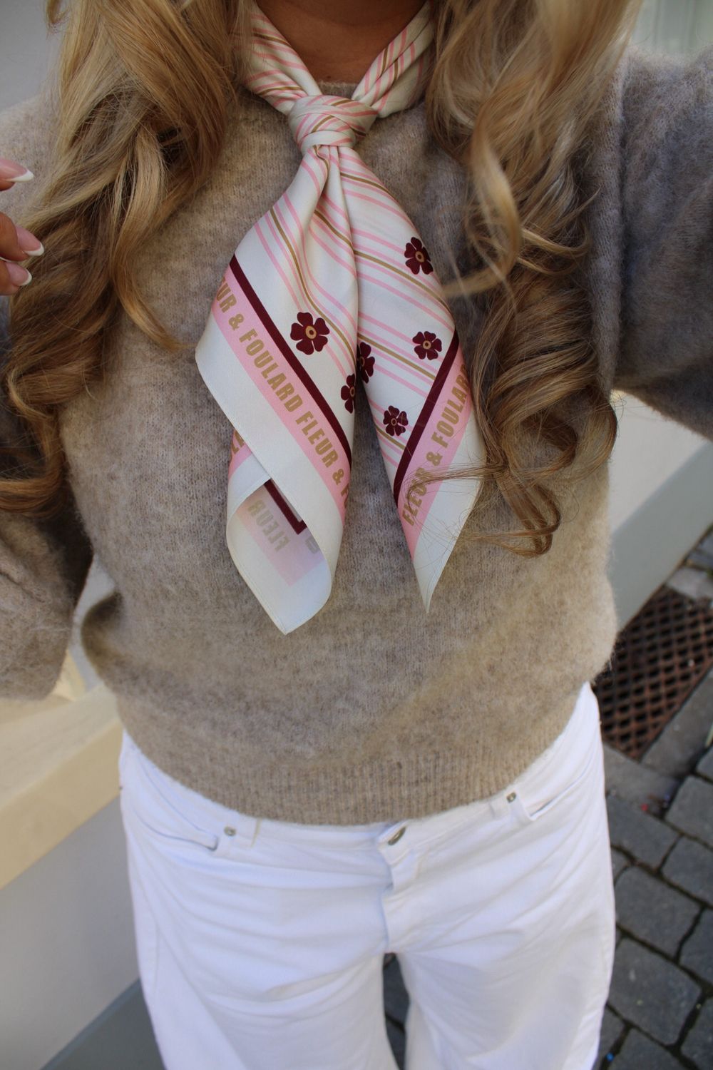 Scarf pink en flower - fleur &amp; foulard