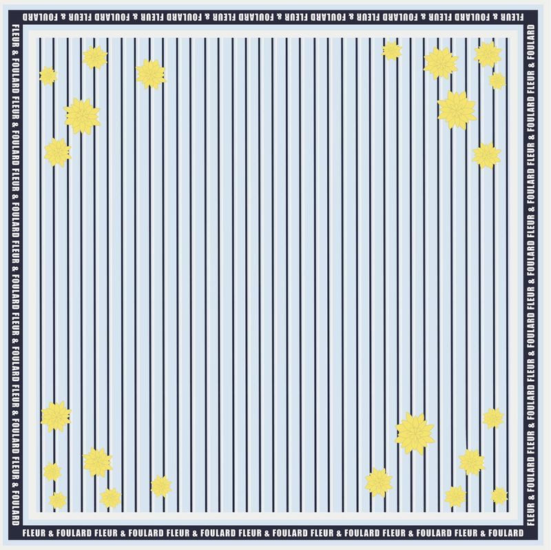 Scarf blue yellow flower - fleur &amp; foulard