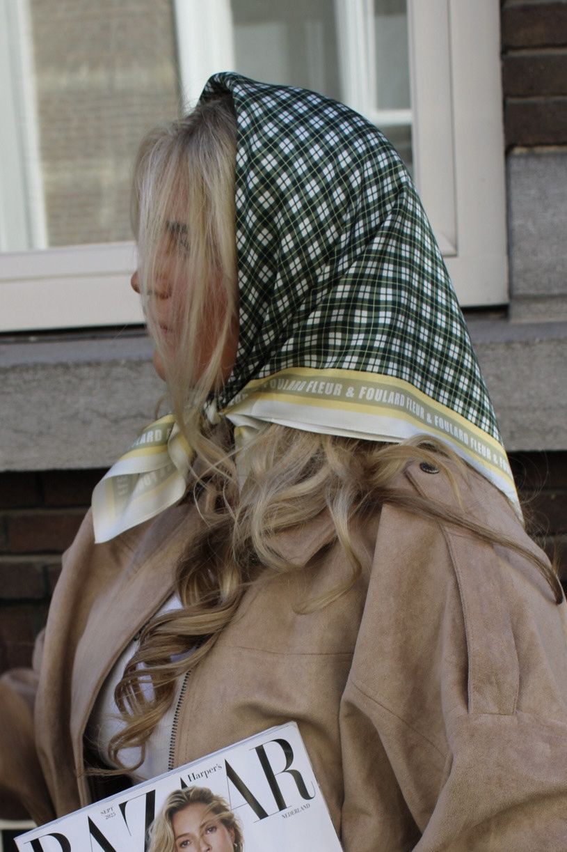 scarf geblokt groen - fleur &amp; foulard