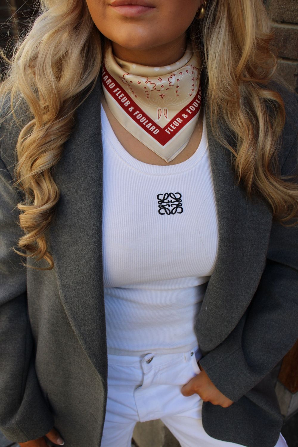 scarf beige red - fleur &amp; foulard