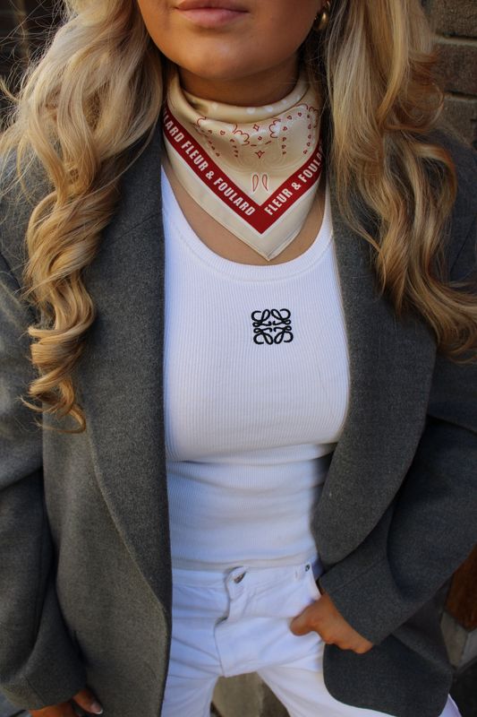 scarf beige red - fleur &amp; foulard