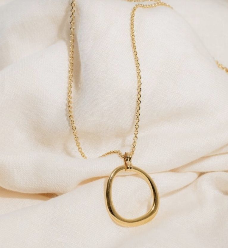 Sally chain gold hoop long necklace - souvenirs de pomme
