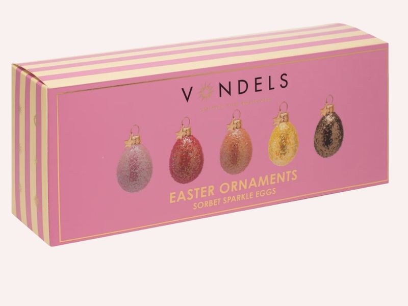 Ornament glass Easter set Sorbet Sparkle Eggs w/box - vondels