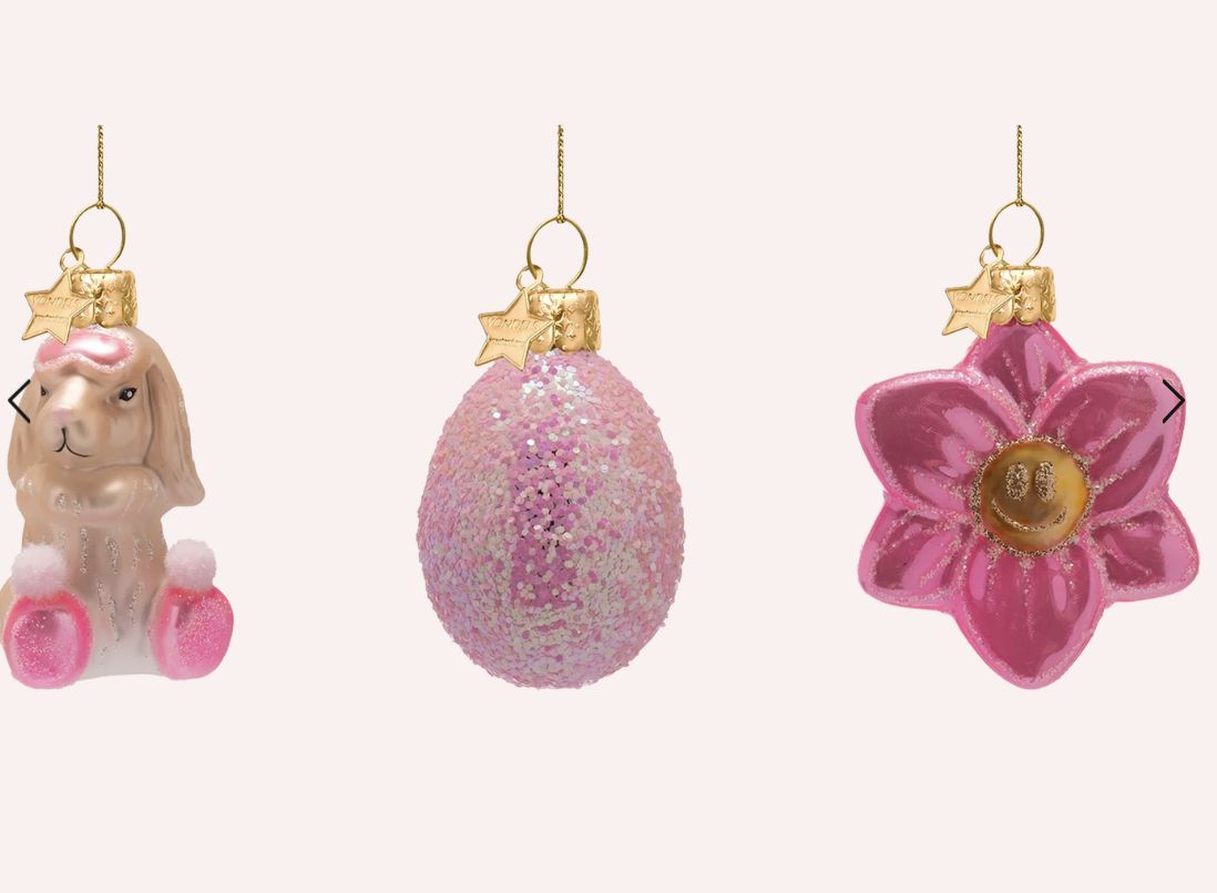 Ornament glass Easter set Sleepover and Sparkles w/box - vondels