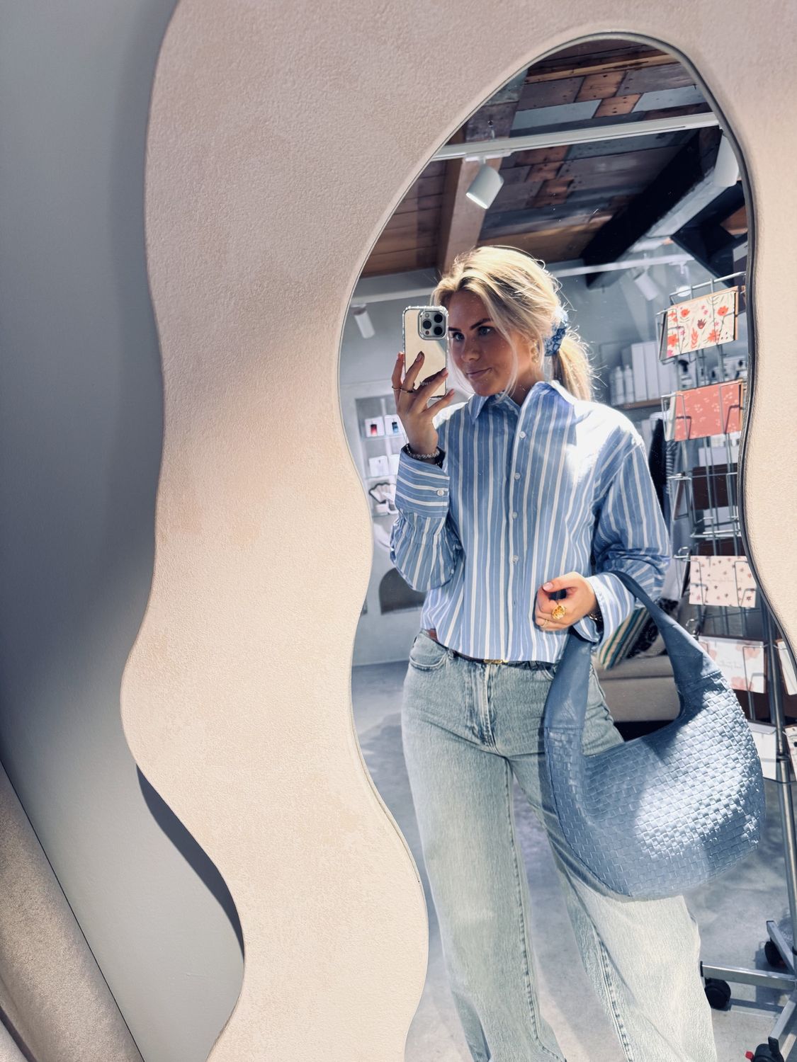 striped blouse with elastic cuff - catwalk junkie