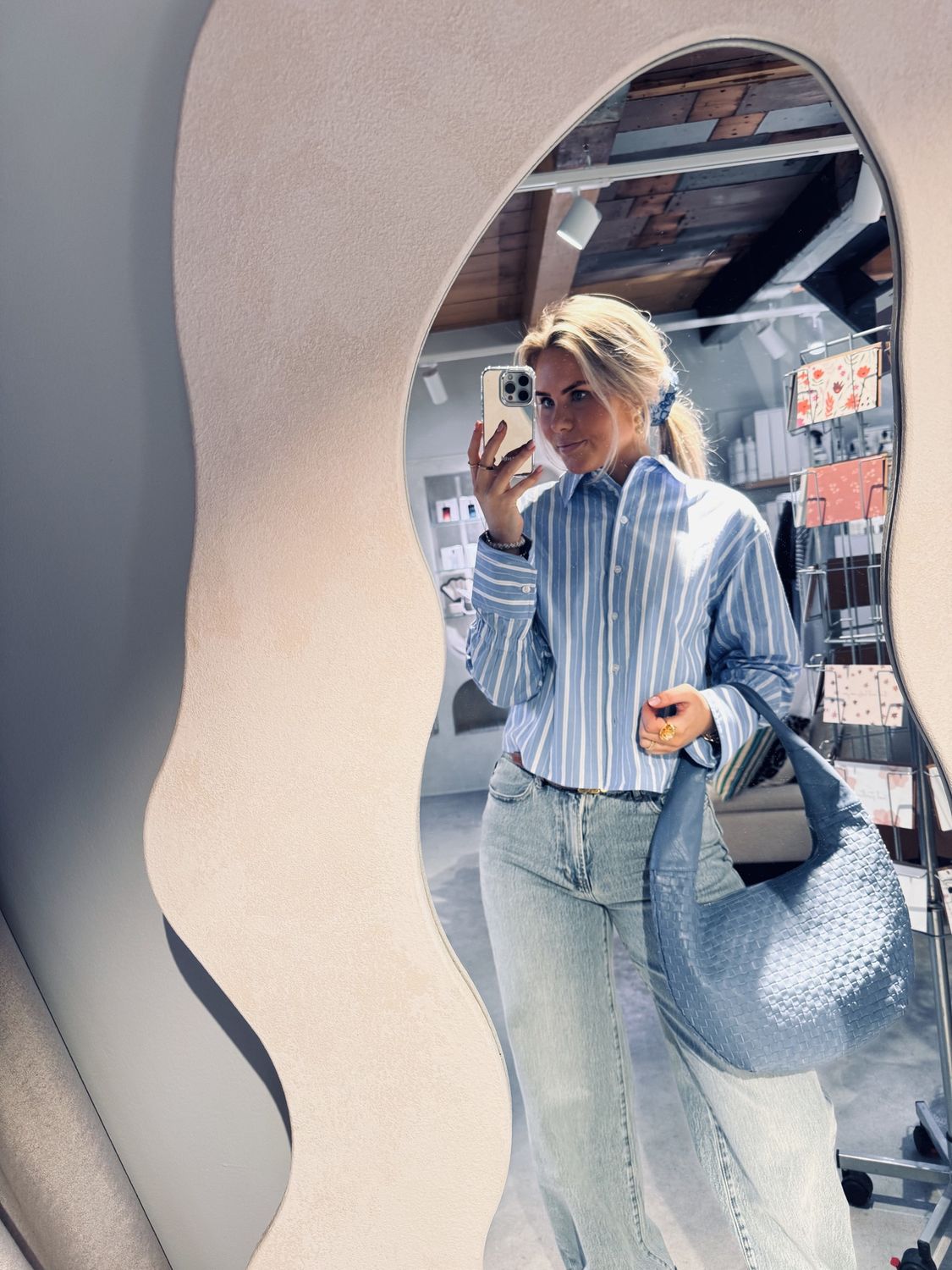 striped blouse with elastic cuff - catwalk junkie