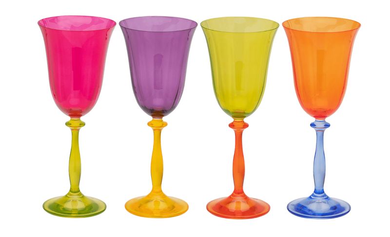 Multicoloured Optic Wine Glass Set of 4 - Anna+Nina