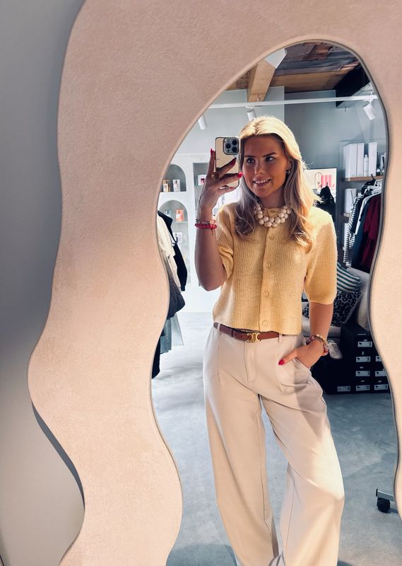 Short sleeve knitted cardigan - Mellow Yellow - Catwalk Junkie