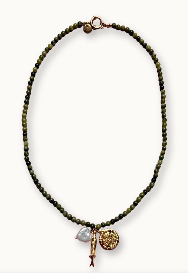 Kaki Bedel Trio Ketting - bonnie studios