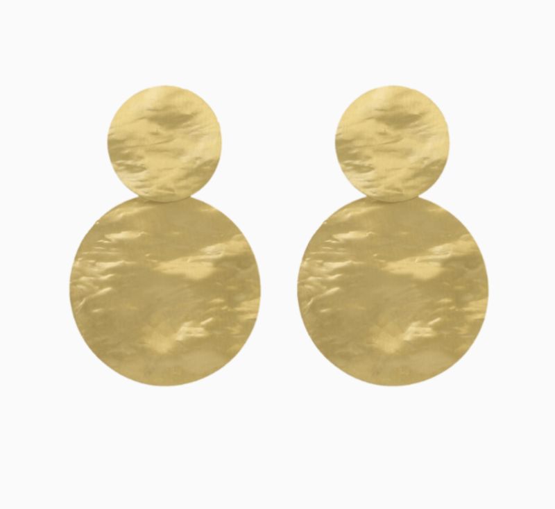 classic oorbellen dubbel rond hammerd L - Lott