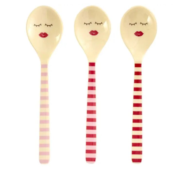 Melamine Teaspoon in 3 Asst. Pink and Red Striped Prints - Single  - rice