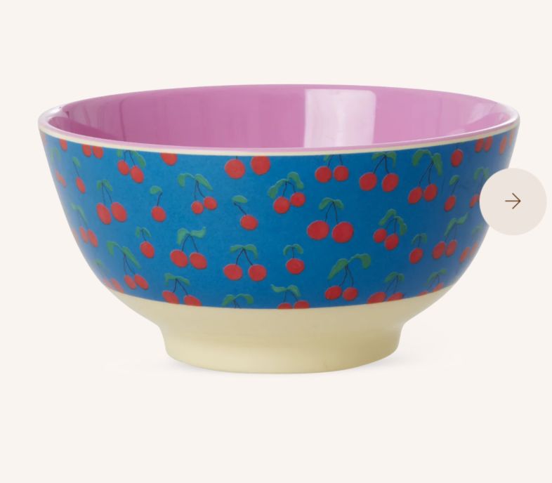 Melamine Bowl with Cherry Love Print - Medium - 700 ml - rice