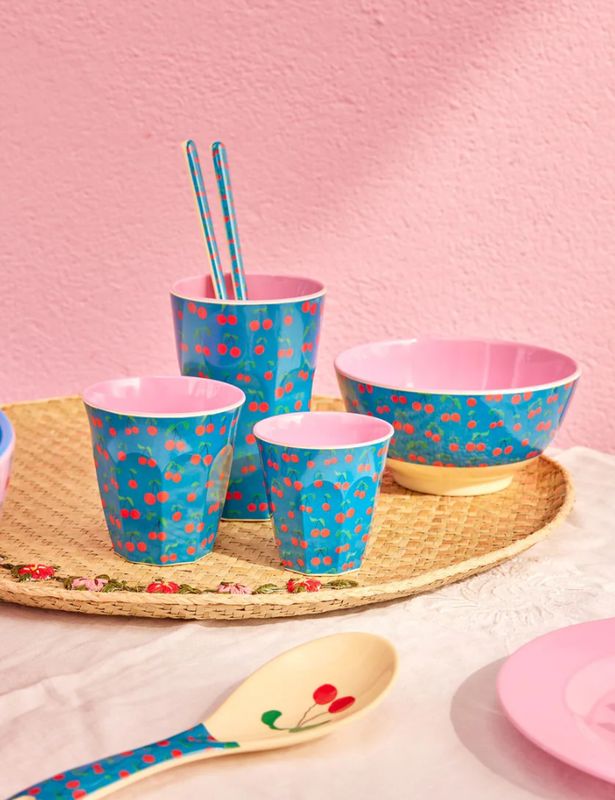 Medium bowl with Cherry Love Print  - rice