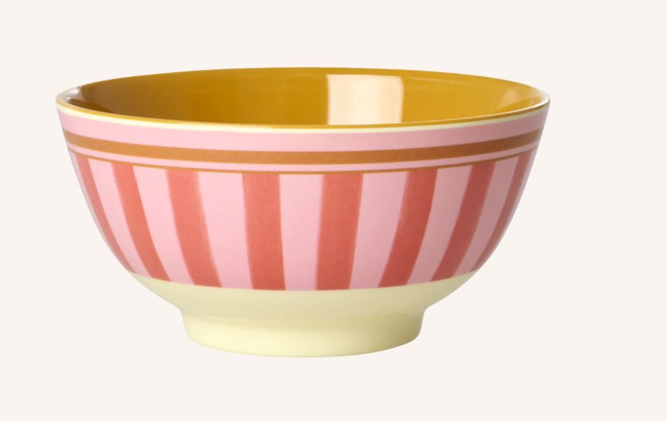 Melamine bowl with organic stripes - rice