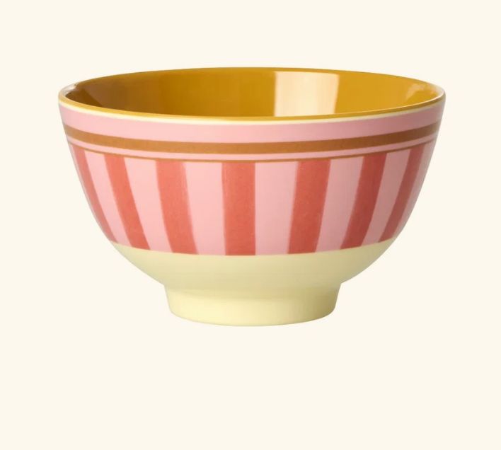 Melamine Bowl with Organic Stripes Print - Small - 300 ml - rice