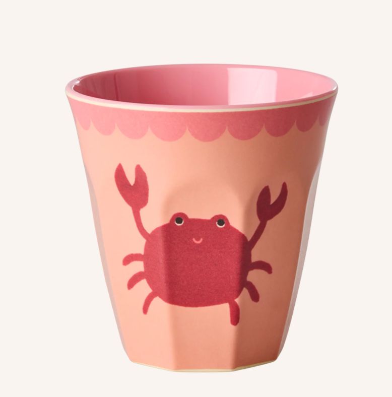 Melamine Cup with Crab Print - Medium - 250 ml - rice