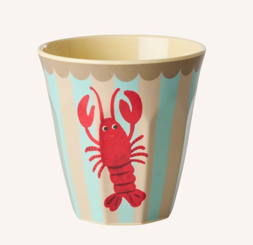 Melamine Cup with New Lobster Print - Medium - 250 ml - rice