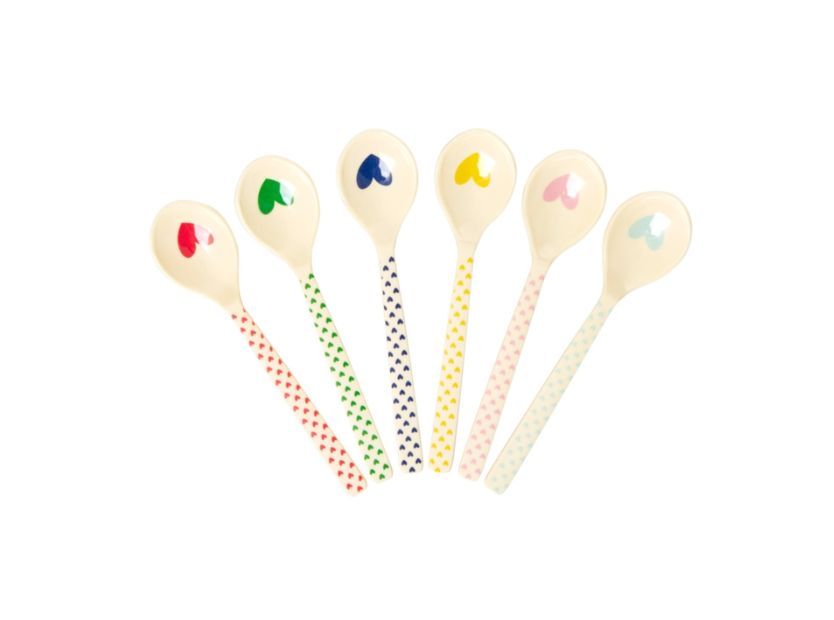Melamine Teaspoon with 6 Asst. Favorite Hearts Print - Single - rice