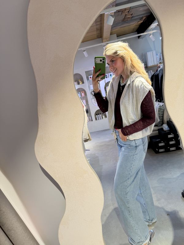 Sleeveless tuck in sweater with hood - Light grey melange - catwalk junkie
