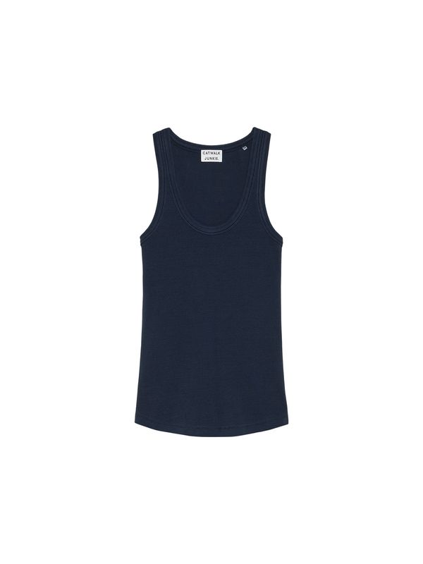 Scoop neck Rib singlet  - Navy Blazer - Catwalk junkie