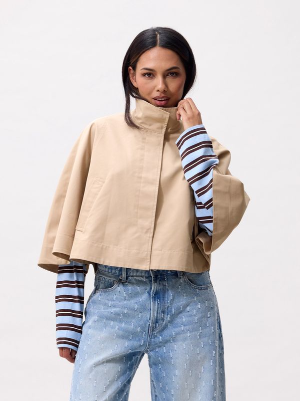 Funnel neck Cape Jacket - Incense -  Catwalk junkie
