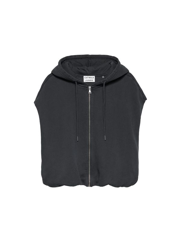 Sleeveless tuck in sweater with hood - Dark Grey - atwalk junkie