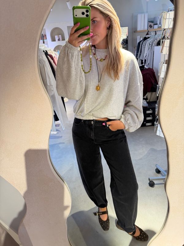 Oversized graphic sweater - Light grey melange - Catwalk junkie