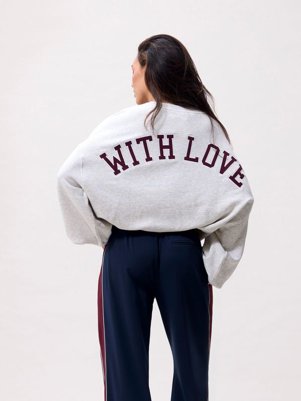 Oversized graphic sweater - Light grey melange - Catwalk junkie
