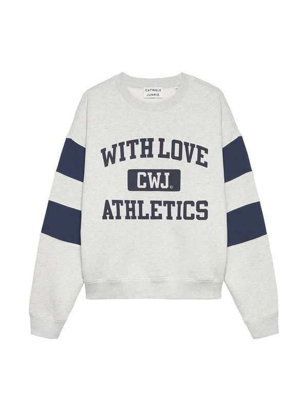 Sporty graphic sweater - Light Grey Melange -  Catwalk junkie